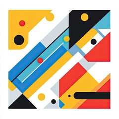 Fototapeta premium Abstract Geometric Composition with Bold Colors and Shapes in Modern Art Style