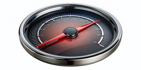 Realistic Black Metal Speedometer with Red Needle Glare - Long Exposure Stock Photo