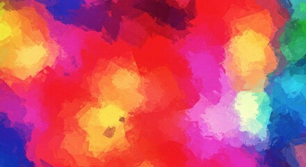 Abstract Vibrant Watercolor: A captivating abstract painting of blended watercolor washes in vibrant hues of red, orange, yellow, blue, and pink.  The swirling.