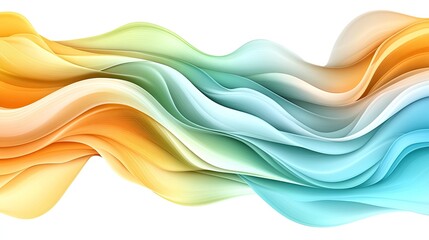Fototapeta premium Abstract flowing waves in vibrant orange, turquoise, and light green colors creating a modern fluid background