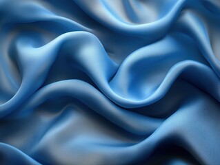 Fototapeta premium Blue fabric folds, waves background, suitable for presentation, textile design or ads