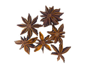 Close-up of star anise without background. A spice with star anise and a rich flavor. Badian. For cooking blogs, recipes, articles about spices and spices, and in materials related to natural ingredie