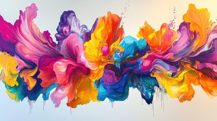 Vibrant colorful paint explosion, abstract art, light background, website banner