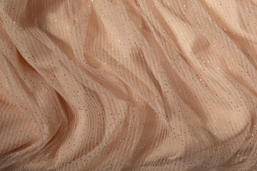 Concept with waves pink mesh fabric. Retro fashion aesthetic. Can use as wedding background. Luxurious background design