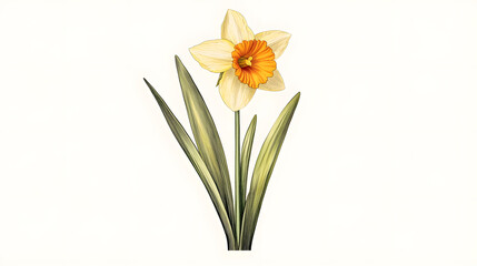 Captivating Yellow Daffodil with Distinct Orange Trumpet Details
