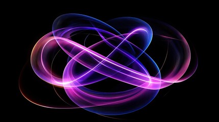 Abstract swirling colorful lines on black background