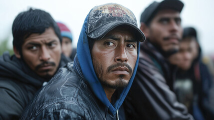 illegal Mexican immigrants drug couriers and criminals await deportation from America. criminal gangs lotino threat to order. control and sale of drugs