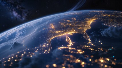 Obraz premium Earth city lights, space theme