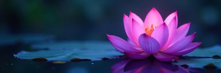 Fototapeta premium Softly glowing violet petals of a blooming lotus flower, serenity, light