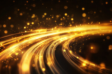 Elegant Black and Gold Abstract Fluid Waves with Shimmering Metallic Texture for Luxury, Modern Glamour, and High-End Design Backgrounds