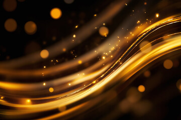 Elegant Black and Gold Abstract Fluid Waves with Shimmering Metallic Texture for Luxury, Modern Glamour, and High-End Design Backgrounds