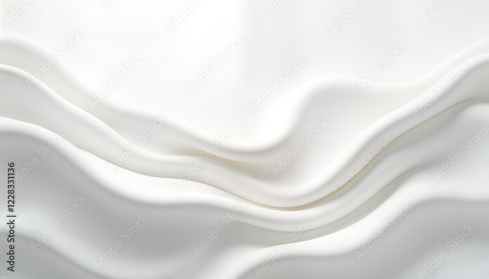 Poster abstract white fabric flows in soft curves, folds. smooth texture creates elegant minimal design. su