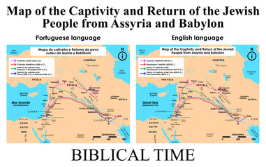 Map of the Captivity and Return of the Jewish People from Assyria and Babylon