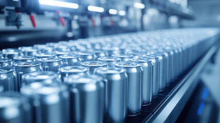 Obraz premium Canned tuna factory, A detailed image showcasing the process of cans being loaded onto a machine, emphasizing high fidelity and realism in the scene.