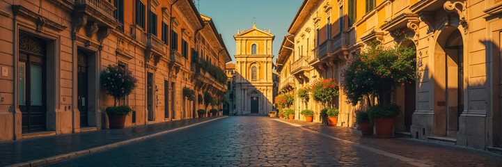 Obraz premium stunning empty street Rome Italy, sunny day