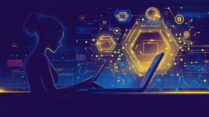 The use of AI in education, individualized learning pathways, clean design illustrations