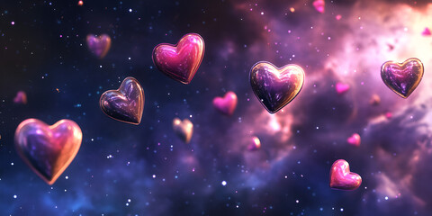 Valentine's Theme with Floating Hearts and Romantic Atmosphere