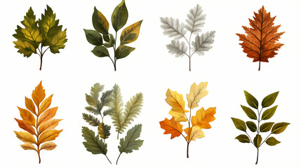 Group autumn leaves various shades green orange yellow png autum. Shaded Falls. Illustration