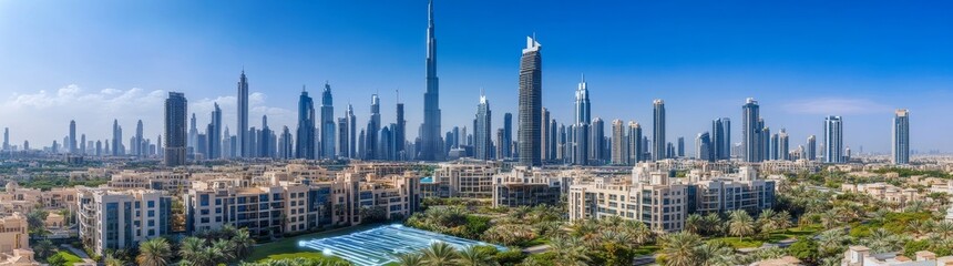 Naklejka premium An urban landscape enhanced by integrated technology, representing the future city