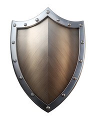 medieval wooden and steel shield,  isolated soft focus on the transparent background