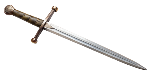 medieval steel sword,  isolated soft focus on the transparent background
