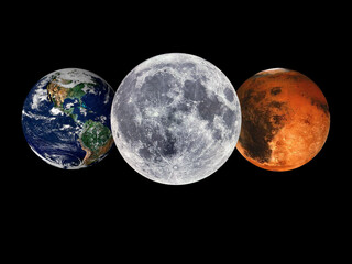 earth/ moon/mars