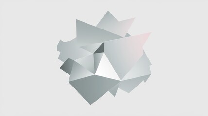 Abstract geometric shapes in varying shades of light gray create a modern, dynamic feel.