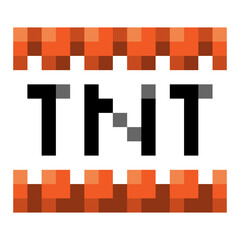 TNT pixel art style icon. Bomb and explosive sign. Vector illustration isolated on white background.