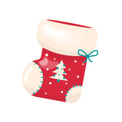 Red Christmas Stocking Icon. Elements of Christmas. Stock isolated clipart on a white background