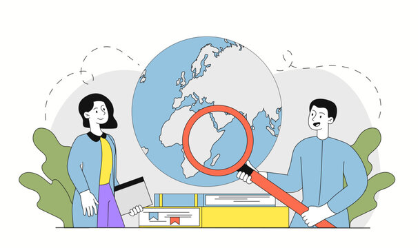 Global research concept. Vector illustration