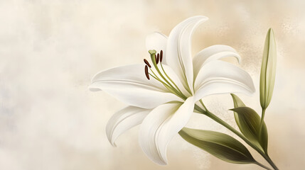 Obraz premium Stunning Botanical Art Featuring Realistic Textures of a Curved-Petaled White Lily