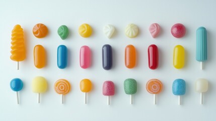 Colorful array of rainbow lollipops and candies for sweet delights