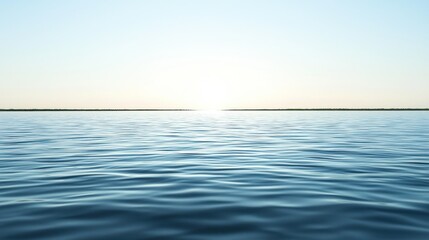 Fototapeta premium Calm ocean sunset, serene waters, coastal line