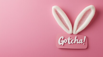 Easter humor with bunny ears on magenta background for playful holidays
