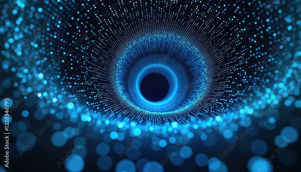Leinwandbilder abstract digital motion background. wavy tunnel of glowing blue particles. futuristic, dynamic. show