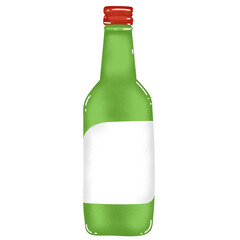 green beer bottle, Soju Bottle Illustration