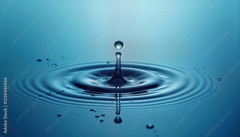 Aufkleber water droplet falling into still water creates concentric ripples. clear water droplet makes splash.