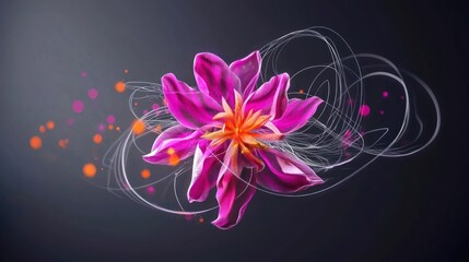 Vibrant Purple Flower with Glowing Trails