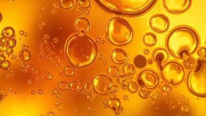 Mesmerizing macro view   air bubbles in amber resin reflecting light