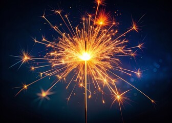 Naklejka premium Single Firework Spark, Night Sky, New Year's Eve, Low Light Photography