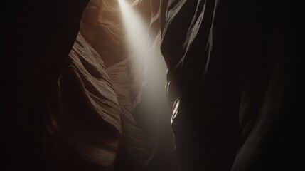 Futuristic technology: extraterrestrial drone in mysterious shadowy canyon