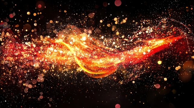 Dynamic flow of light and color abstract art digital design dark background creative concept - Powered by Adobe