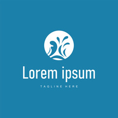 simple design of ocean wave logo with ocean blue color concept illustration symbol icon