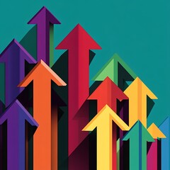 Abstract Representation of Economic Growth with Colorful Arrows