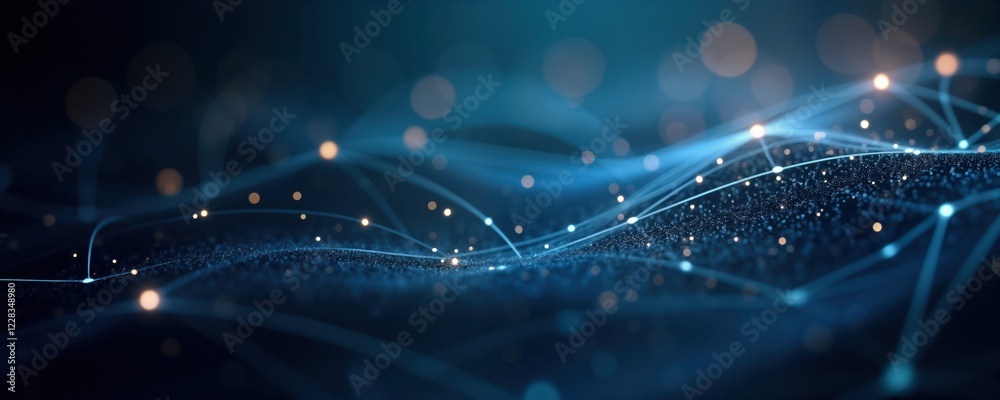 Leinwandbilder abstract dark blue background shows glowing connections. network pattern with dots, lines. futuristi
