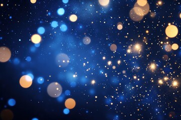 Obraz premium Magical Blue and Golden Bokeh Lights with Glittering Texture and Festive Sparkle for Holiday Backdrops and Elegant Celebrations