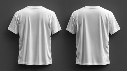 White T-Shirt Mockup Front And Back View On Grey Background