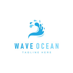 simple design of ocean wave logo with ocean blue color concept illustration symbol icon