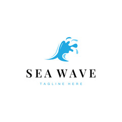 simple design of ocean wave logo with ocean blue color concept illustration symbol icon