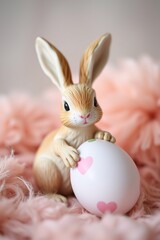cute clay easter bunny with egg 